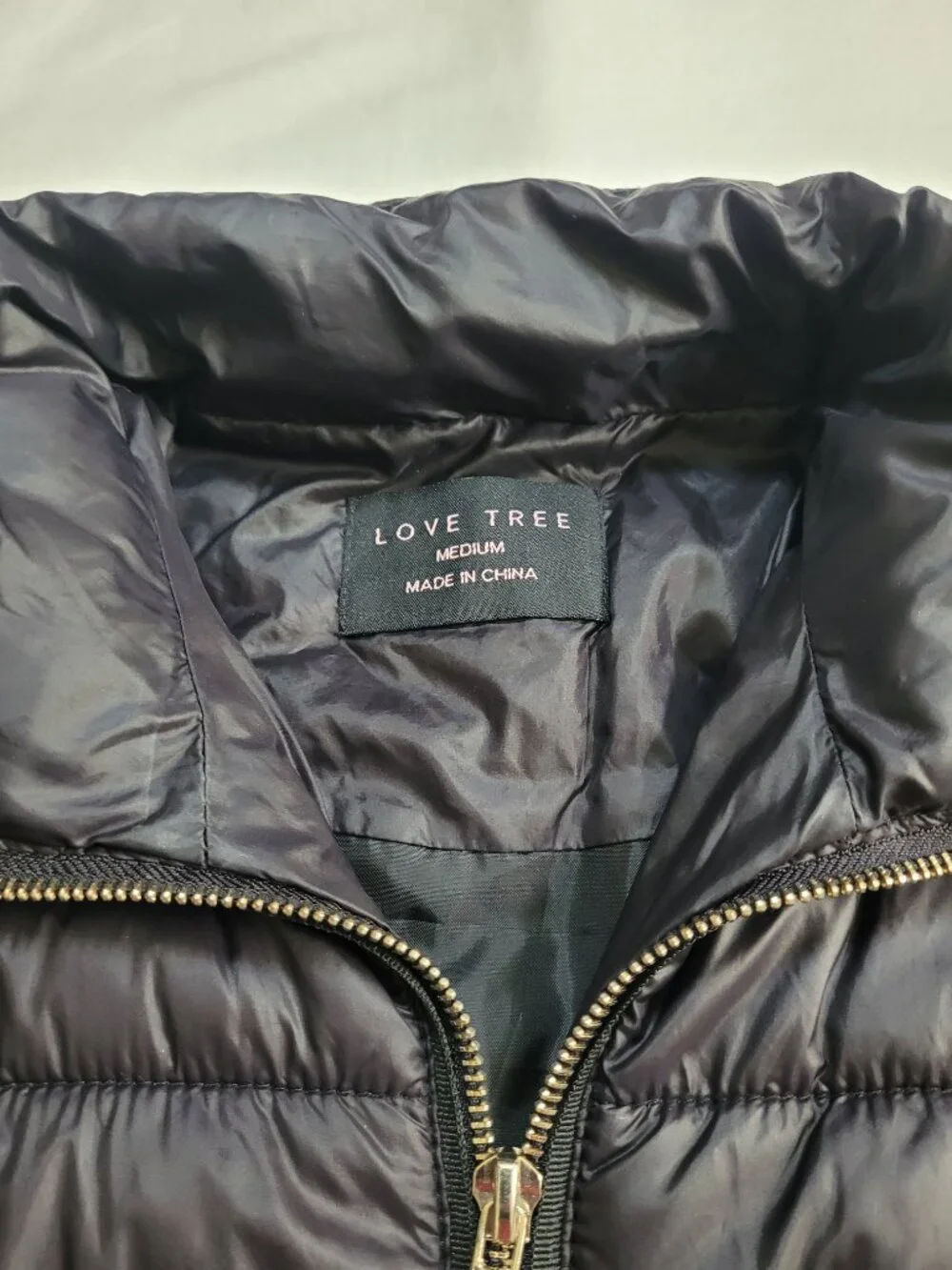Love Tree Womens Quilted Puffer Jacket Full Zip Black Medium Streetwear